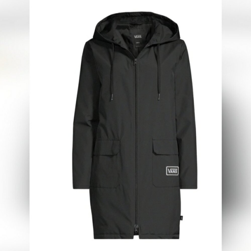 NWT Vans Marley Black Light Long Oversized Jacket with Signature Logo Sz XS